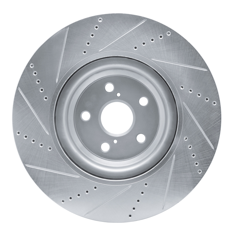 Lexus LS460 Brake Rotor (1) - Left Front - R1 Concepts - Drilled & Slotted - Silver - `10-`17